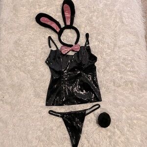 Victoria’s Secret sexy shimmer velvet tank and thong turned bunny costume set